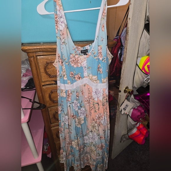 Torrid 3x Multi Floral Mesh Inset Challis Skater Midi Dress - Picture 4 of 7